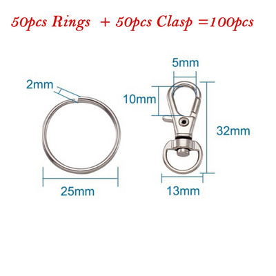 100db Ötvözetből forgó zsinór horog homár karmos kapcsok ékszerkészítési kellékek táska kulcstartó barkács kiegészítők kb 30,5x11x6mm