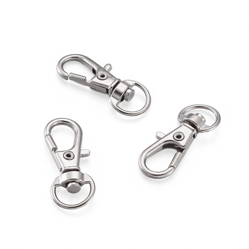 100db Ötvözetből forgó zsinór horog homár karmos kapcsok ékszerkészítési kellékek táska kulcstartó barkács kiegészítők kb 30,5x11x6mm