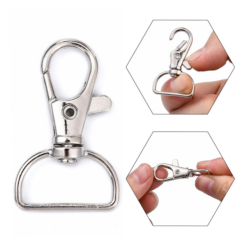 100db Ötvözetből forgó zsinór horog homár karmos kapcsok ékszerkészítési kellékek táska kulcstartó barkács kiegészítők kb 30,5x11x6mm