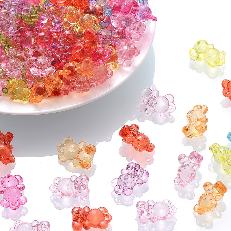 20db 19x13mm akril átlátszó medvebűvek gyöngyök ékszerkészítéshez karkötő varázslatok nyaklánc fülbevaló medál kiegészítők