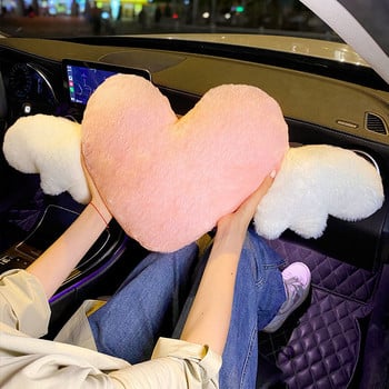 JINSERTA Προσκέφαλο αυτοκινήτου σε σχήμα καρδιάς Λούτρινο Love Neck Μαξιλάρι Πίσω Μαξιλάρι Μαξιλάρι οσφυϊκής υποστήριξης Αξεσουάρ αυτοκινήτου γενικής χρήσης