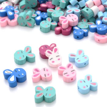 30/50/100 τμχ 10 χιλιοστά Cute Mixed Bunny Polymer Clay Beads Color Animal Spacer Beads for Jewelry Making DIY βραχιόλι κολιέ