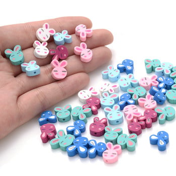 30/50/100 τμχ 10 χιλιοστά Cute Mixed Bunny Polymer Clay Beads Color Animal Spacer Beads for Jewelry Making DIY βραχιόλι κολιέ