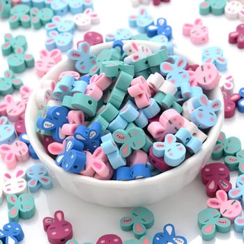 30/50/100 τμχ 10 χιλιοστά Cute Mixed Bunny Polymer Clay Beads Color Animal Spacer Beads for Jewelry Making DIY βραχιόλι κολιέ