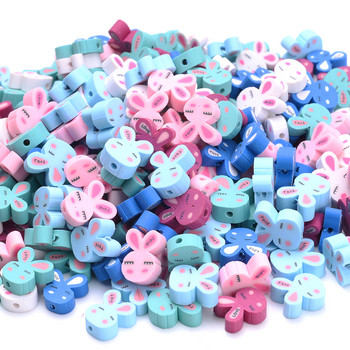 30/50/100 τμχ 10 χιλιοστά Cute Mixed Bunny Polymer Clay Beads Color Animal Spacer Beads for Jewelry Making DIY βραχιόλι κολιέ