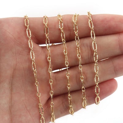 1 м златист цвят от неръждаема стомана, голям роло кабел, насипни вериги за изработка на бижута, колие, гривна, глезени Направи си сам ръчно изработени аксесоари