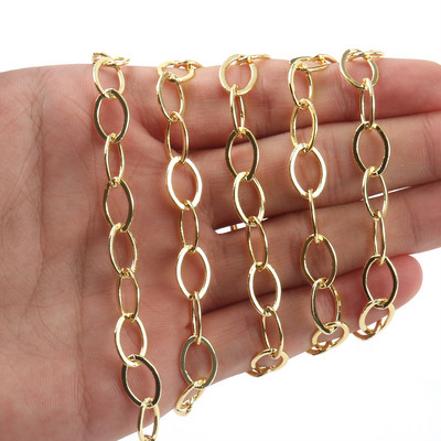 1 м златист цвят от неръждаема стомана, голям роло кабел, насипни вериги за изработка на бижута, колие, гривна, глезени Направи си сам ръчно изработени аксесоари