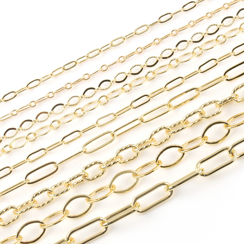 1 м златист цвят от неръждаема стомана, голям роло кабел, насипни вериги за изработка на бижута, колие, гривна, глезени Направи си сам ръчно изработени аксесоари