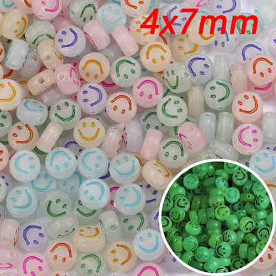 50 komada Svjetleći Smajli Akrilne perle Ravna Zvjezdana Mjesečeva Sjajna Digitalna Razmakna Perla Za Izradu Nakita Narukvica Ogrlica