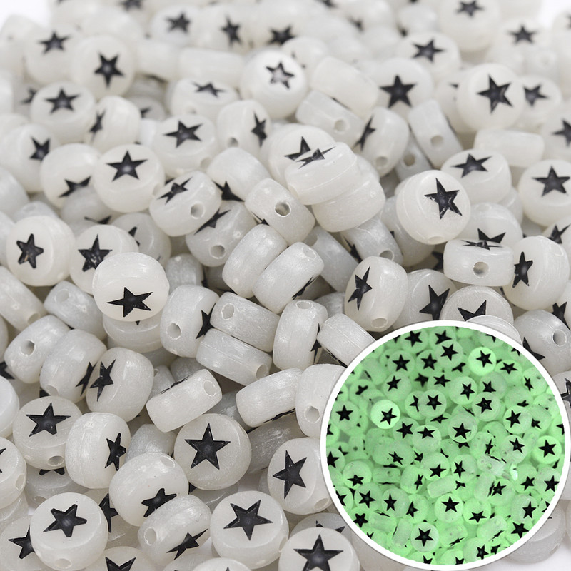 50 komada Svjetleći Smajli Akrilne perle Ravna Zvjezdana Mjesečeva Sjajna Digitalna Razmakna Perla Za Izradu Nakita Narukvica Ogrlica