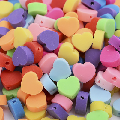 30/50/100 kom 10 mm mješovite glinene perle duginih boja ravna okrugla srca labave razmaknice perle za izradu nakita DIY pribor za narukvice