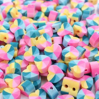 30/50/100 kom 10 mm mješovite glinene perle duginih boja ravna okrugla srca labave razmaknice perle za izradu nakita DIY pribor za narukvice