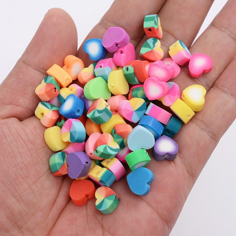 30/50/100 kom 10 mm mješovite glinene perle duginih boja ravna okrugla srca labave razmaknice perle za izradu nakita DIY pribor za narukvice