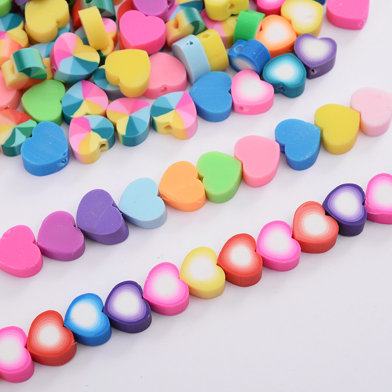 30/50/100 kom 10 mm mješovite glinene perle duginih boja ravna okrugla srca labave razmaknice perle za izradu nakita DIY pribor za narukvice