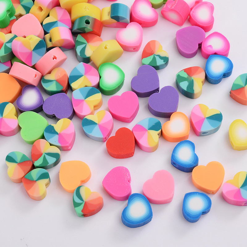 30/50/100 kom 10 mm mješovite glinene perle duginih boja ravna okrugla srca labave razmaknice perle za izradu nakita DIY pribor za narukvice