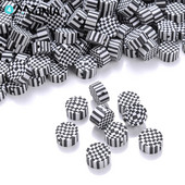 30 komada 10 mm crno-bijele rešetkaste perle perle od polimerske gline ručno izrađene razmaknice perle za izradu nakita DIY narukvica ogrlica dodaci