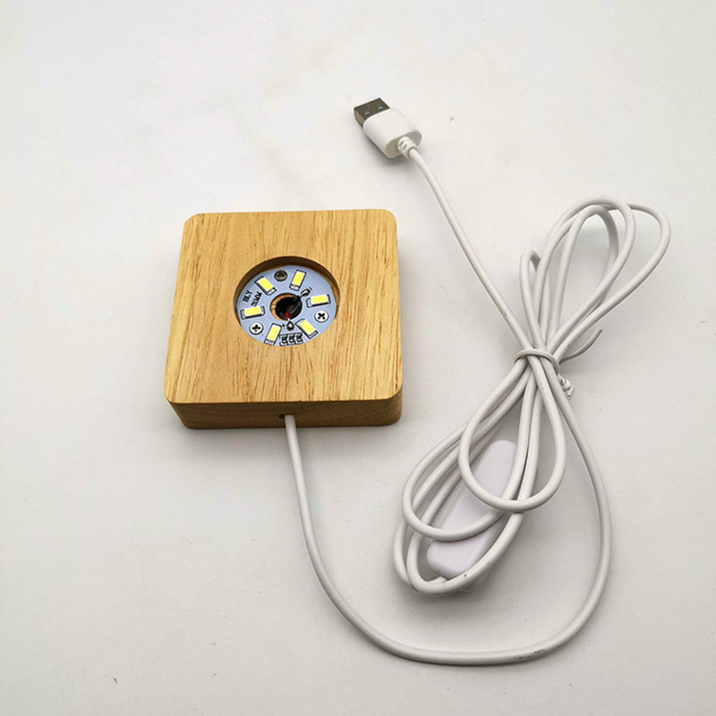 Formă pătrată din rășină ușoară, matrițe din silicon cu LED pentru rășină, matrițe din silicon din rășină cu suport de bază iluminat din lemn pentru arta cu rășină