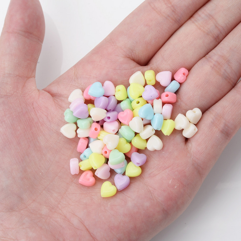 100 buc/lot, 6 mm, culoare bomboană, în formă de inimă, margele acrilice, amestecate, mărgele distanțatoare libere, pentru realizarea de bijuterii, accesorii manuală DIY