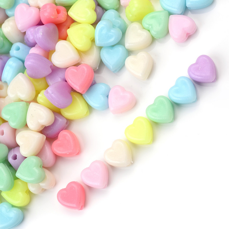 100 buc/lot, 6 mm, culoare bomboană, în formă de inimă, margele acrilice, amestecate, mărgele distanțatoare libere, pentru realizarea de bijuterii, accesorii manuală DIY
