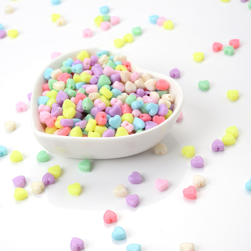 100 buc/lot, 6 mm, culoare bomboană, în formă de inimă, margele acrilice, amestecate, mărgele distanțatoare libere, pentru realizarea de bijuterii, accesorii manuală DIY