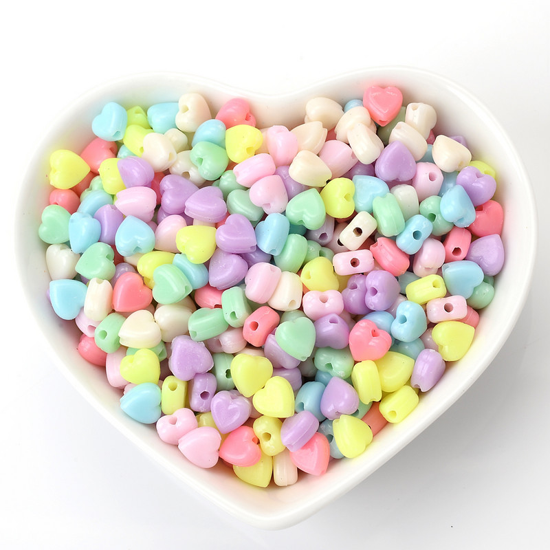 100 buc/lot, 6 mm, culoare bomboană, în formă de inimă, margele acrilice, amestecate, mărgele distanțatoare libere, pentru realizarea de bijuterii, accesorii manuală DIY