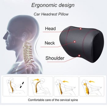 JINSERTA PU Δερμάτινο μαξιλάρι λαιμού αυτοκινήτου Υποστήριξη πλάτης κεφαλής καθίσματος οσφυϊκό στήριγμα Μαξιλάρι ταξιδιού για αξεσουάρ αυτοκινήτου Universal