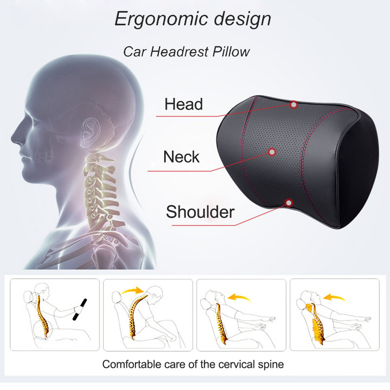 JINSERTA PU kožni automobilski jastuk za vrat Auto sjedalo Naslon za glavu Oslonac za lumbalni dio Naslon za glavu Putni jastuk za univerzalni pribor za automobil