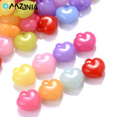 30 kom 16 mm mješovitih boja, perle s privjeskom u obliku srca, akrilne kuglice s razmakom za izradu nakita, narukvica, ogrlica, naušnice
