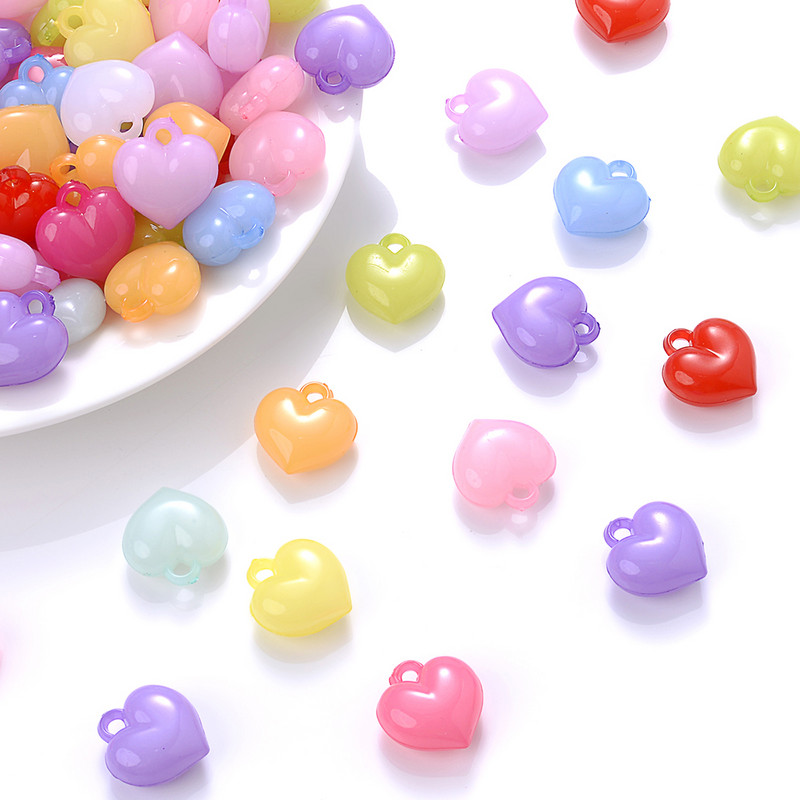 30 kom 16 mm mješovitih boja, perle s privjeskom u obliku srca, akrilne kuglice s razmakom za izradu nakita, narukvica, ogrlica, naušnice