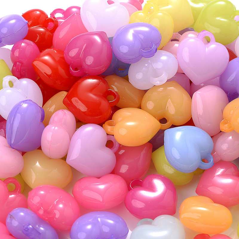 30 kom 16 mm mješovitih boja, perle s privjeskom u obliku srca, akrilne kuglice s razmakom za izradu nakita, narukvica, ogrlica, naušnice