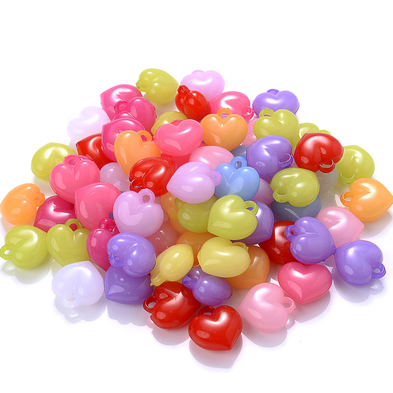 30 kom 16 mm mješovitih boja, perle s privjeskom u obliku srca, akrilne kuglice s razmakom za izradu nakita, narukvica, ogrlica, naušnice