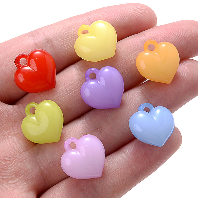 30 kom 16 mm mješovitih boja, perle s privjeskom u obliku srca, akrilne kuglice s razmakom za izradu nakita, narukvica, ogrlica, naušnice