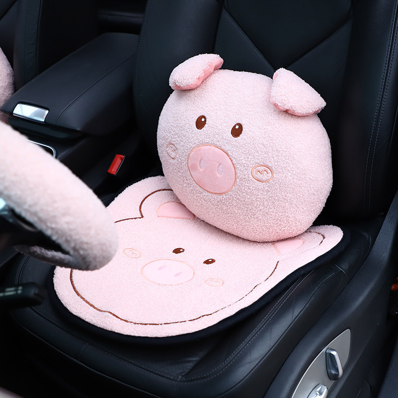 Slatki crtani automobilski jastuk za vrat Plišana svinja Jastuk za naslon auto sjedala Naslon za glavu Lumbalni mekani naslon za glavu Potpora za unutrašnjost automobila
