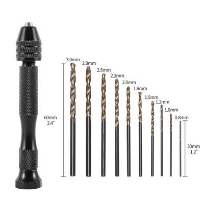 1 set alata za nakit Mini bušilica s ručnim vijkom za bušenje od 0,8-3,0 mm za izradu nakita od epoksidne smole DIY ručno rađeni alati za izradu drva