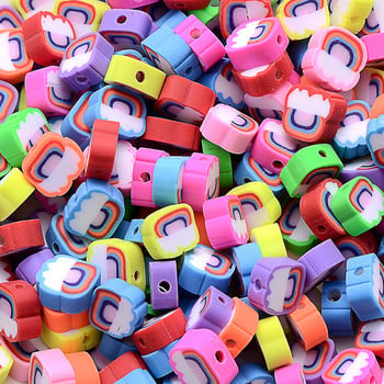 30/50 τμχ Rainbow Clay Spacer Beads Mixed Fruit Polymer Clay Beads for Jewelry Making Diy βραχιόλι κολιέ χειροποίητα αξεσουάρ