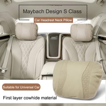 JINSERTA Maybach S Class Προσκέφαλο αυτοκινήτου Μαξιλάρι για κεφάλι Δερμάτινο Άνετο κάλυμμα μαλακού μαξιλαριού Ρυθμιζόμενο μαξιλάρι αυτοκινήτου για Universal