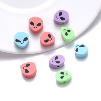 30/50/100 τεμ. 10 mm Aliens Beads Mix Color Polymer Clay Spacer Beads for Jewelry Making DIY Bracelet Supplies Accessories