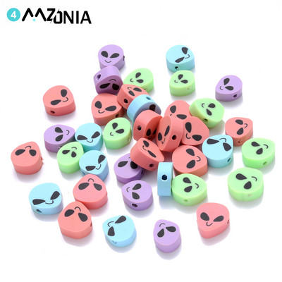 30/50/100 τεμ. 10 mm Aliens Beads Mix Color Polymer Clay Spacer Beads for Jewelry Making DIY Bracelet Supplies Accessories