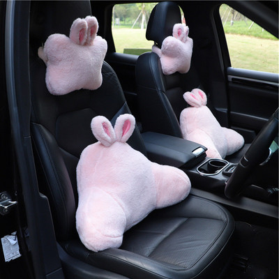 Pernă pentru tetieră pentru scaunul de mașină Protector pentru cap de pluș Pernă de călătorie cu animale drăguță Accesorii de interior pentru desene animate auto pentru fete și femei