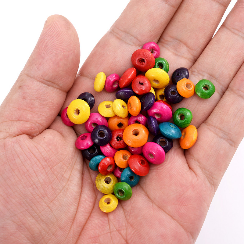 100/200/500 kom pljosnate okrugle perle od prirodnog drva boja 8 10 mm odstojnik labave perle ručno izrađene prilagođene dekoracije veleprodaja za nakit