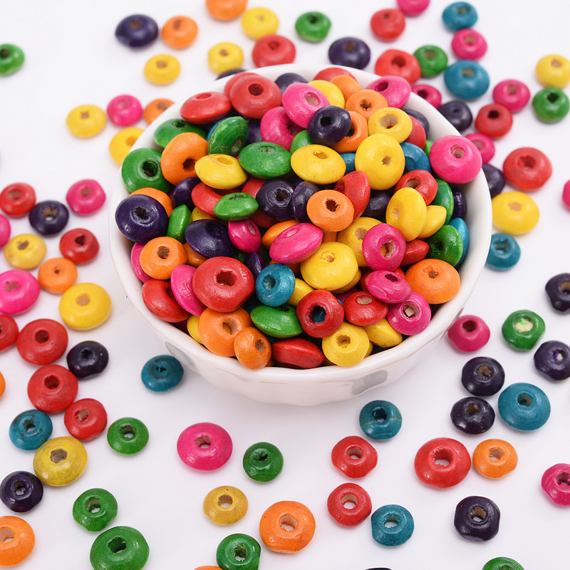 100/200/500 kom pljosnate okrugle perle od prirodnog drva boja 8 10 mm odstojnik labave perle ručno izrađene prilagođene dekoracije veleprodaja za nakit