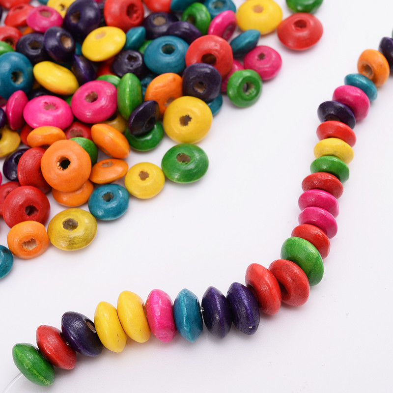 100/200/500 kom pljosnate okrugle perle od prirodnog drva boja 8 10 mm odstojnik labave perle ručno izrađene prilagođene dekoracije veleprodaja za nakit