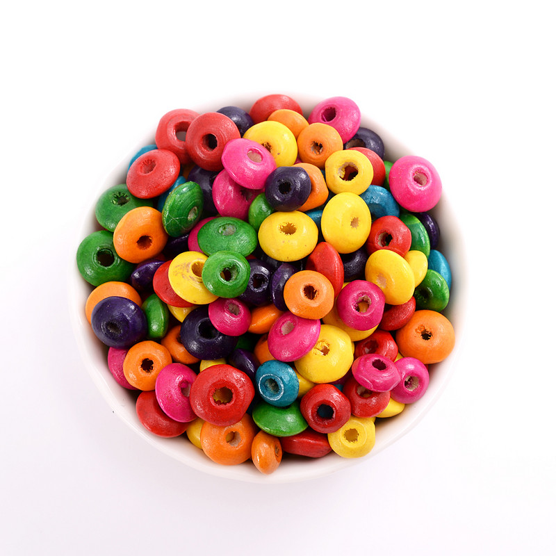 100/200/500 kom pljosnate okrugle perle od prirodnog drva boja 8 10 mm odstojnik labave perle ručno izrađene prilagođene dekoracije veleprodaja za nakit