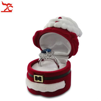 Кадифе Дядо Коледа Коледно дърво във формата на пръстен Колие Ковчег Прекрасна обеца Пръстен Съхранение на подарък Органайзер за бижута Подаръчна кутия