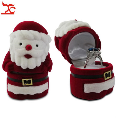 Bársonyos Mikulás karácsonyfa alakú gyűrű nyaklánc koporsó szép fülbevaló gyűrű ajándék tárolás ékszer szervező ajándékdoboz