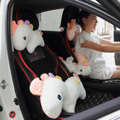 Slatki automobilski jastuk za struk Naslon za glavu za automobil Jastuk za vrat Kutija za životinjske maramice iz crtanih filmova Plišani auto jastuk za sjedalo za odrasle, djecu, dodatke za automobil