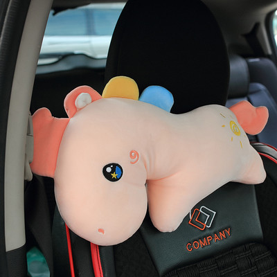 Slatki automobilski jastuk za struk Naslon za glavu za automobil Jastuk za vrat Kutija za životinjske maramice iz crtanih filmova Plišani auto jastuk za sjedalo za odrasle, djecu, dodatke za automobil