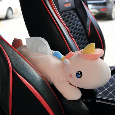 Slatki automobilski jastuk za struk Naslon za glavu za automobil Jastuk za vrat Kutija za životinjske maramice iz crtanih filmova Plišani auto jastuk za sjedalo za odrasle, djecu, dodatke za automobil