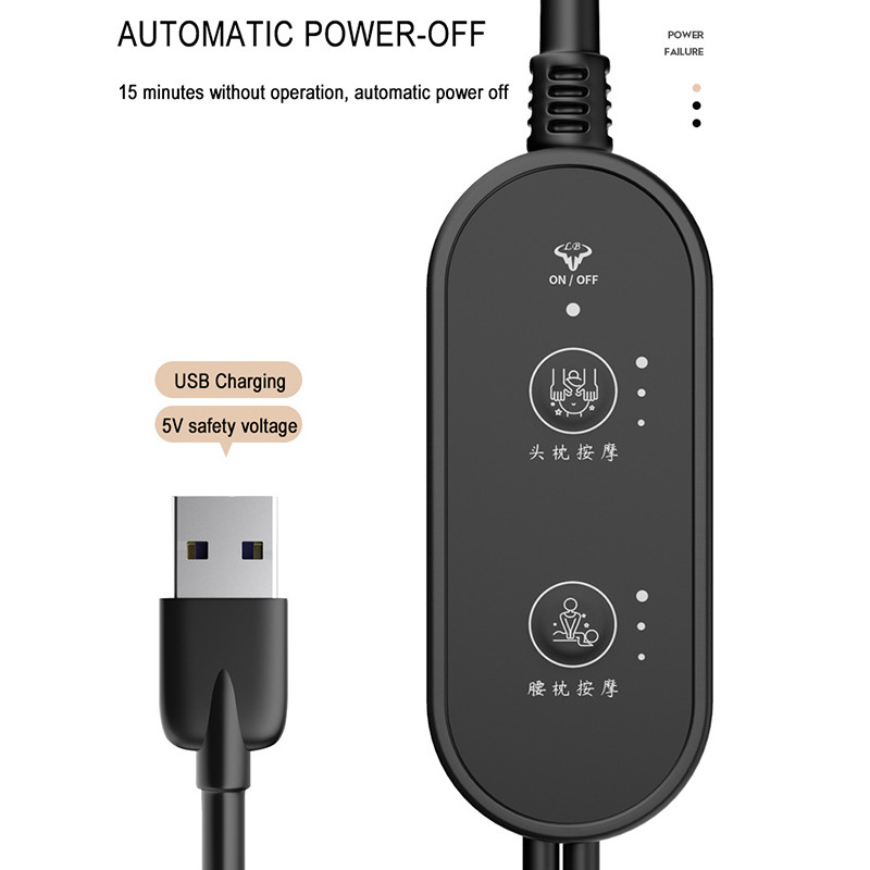 JINSERTA autómasszázs fejtámla párna szett USB töltő automatikus ülés háttámla Fáradtság enyhítése vibráció masszázs párna huzat