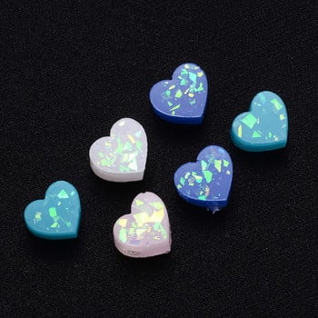 10 τεμ. 8 χιλιοστών Μεικτή ρητίνη Heart Beads Flash Fragments Loose Spacer Beads for Jewelry Making Diy Bracelet Collage Accessories